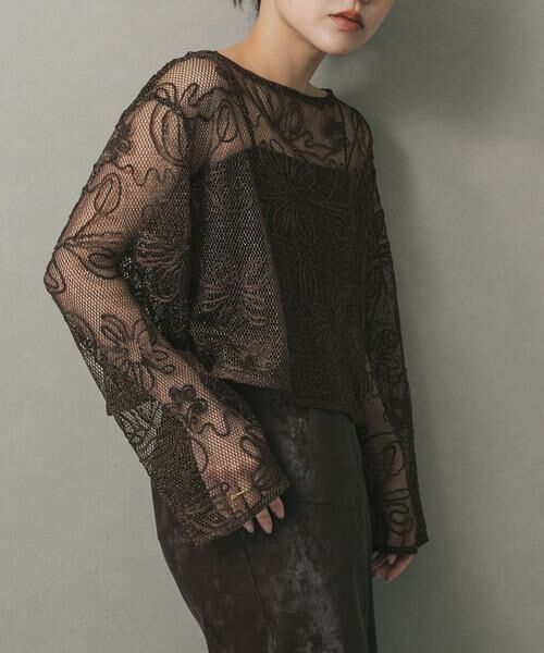 SENSE OF PLACE by URBAN RESEARCH/センスオブプレイス バイ アーバンリサーチ コードシシュウメッシュトップ ブラウン one