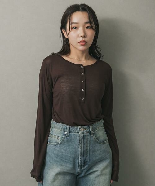 SENSE OF PLACE by URBAN RESEARCH / センスオブプレイス バイ アーバンリサーチ Tシャツ | ヘンリーネックプレーンカットトップ | 詳細1