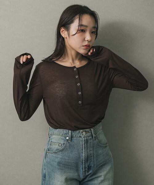 SENSE OF PLACE by URBAN RESEARCH / センスオブプレイス バイ アーバンリサーチ Tシャツ | ヘンリーネックプレーンカットトップ | 詳細2