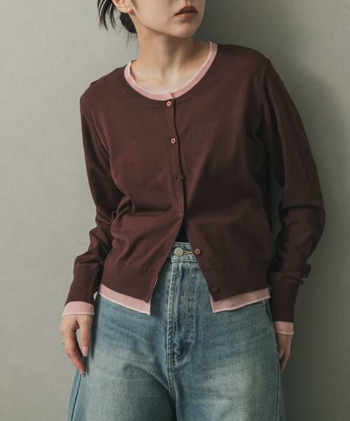 SENSE OF PLACE by URBAN RESEARCH/センスオブプレイス バイ アーバンリサーチ レイヤードバイカラーニットカーディガン ブラウン one SENSE OF PLACE by URBAN RESEARCH/センスオブプレイス バイ アーバンリサーチ レイヤードバイカラーニットカーディガン ブラウン one
