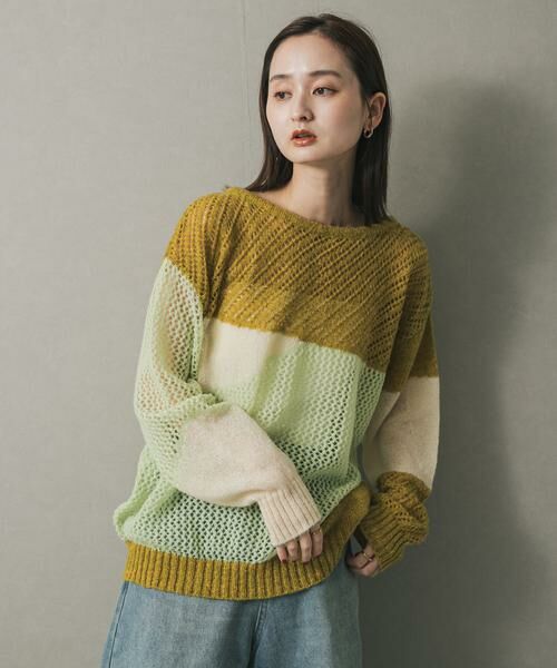 SENSE OF PLACE by URBAN RESEARCH / センスオブプレイス バイ アーバンリサーチ ニット・セーター | パッチワークメッシュセーター | 詳細1