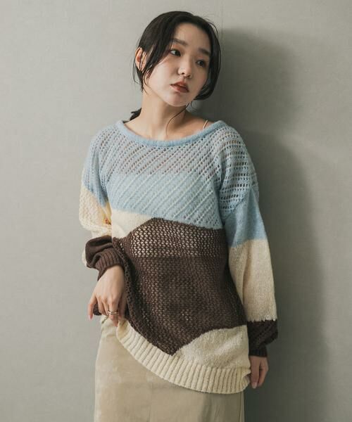 SENSE OF PLACE by URBAN RESEARCH / センスオブプレイス バイ アーバンリサーチ ニット・セーター | パッチワークメッシュセーター | 詳細10