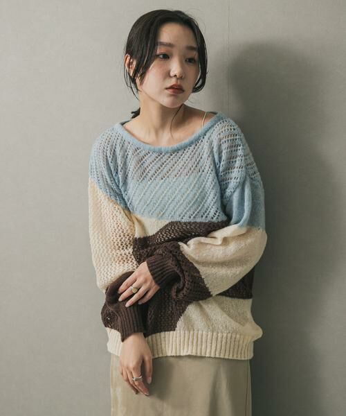 SENSE OF PLACE by URBAN RESEARCH / センスオブプレイス バイ アーバンリサーチ ニット・セーター | パッチワークメッシュセーター | 詳細11