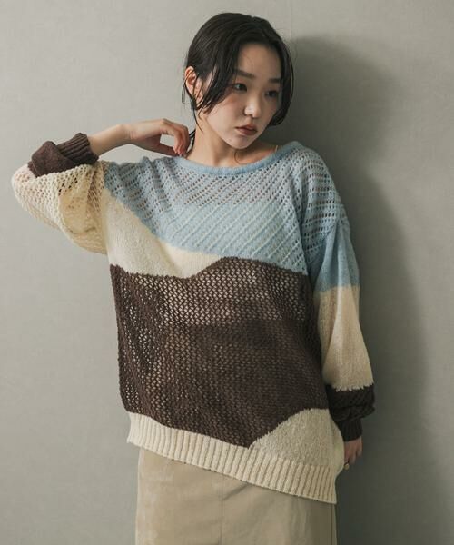 SENSE OF PLACE by URBAN RESEARCH / センスオブプレイス バイ アーバンリサーチ ニット・セーター | パッチワークメッシュセーター | 詳細12