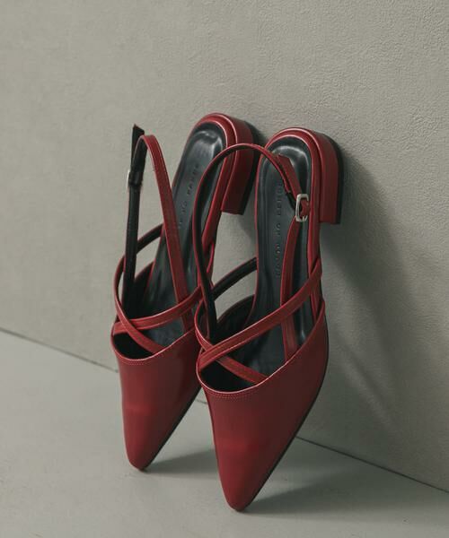 SENSE OF PLACE by URBAN RESEARCH/センスオブプレイス バイ アーバンリサーチ ポインテッドクロスベルトミュール レッド M