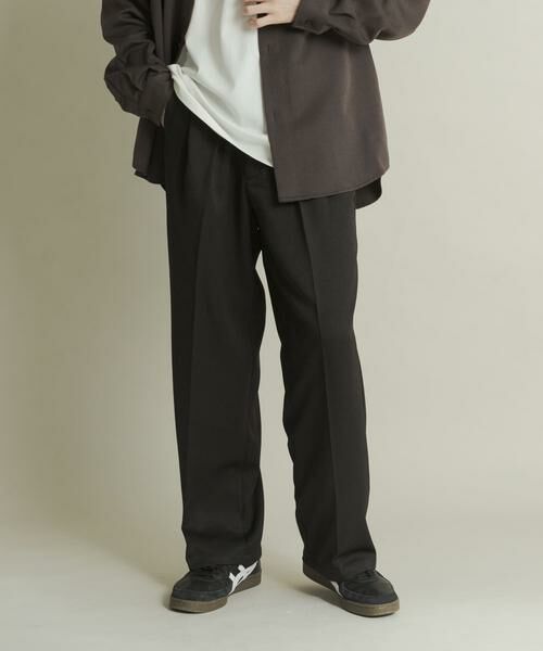 SENSE OF PLACE by URBAN RESEARCH / センスオブプレイス バイ アーバンリサーチ その他パンツ | ウールライクダブルタックワイドパンツ(ブラック)