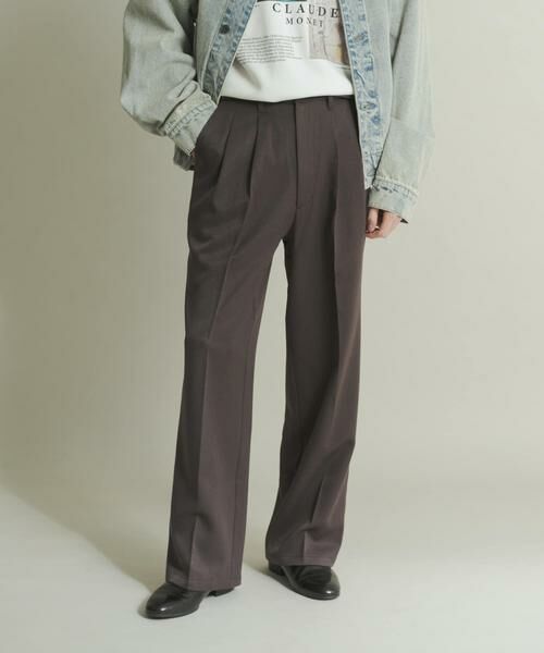 SENSE OF PLACE by URBAN RESEARCH / センスオブプレイス バイ アーバンリサーチ その他パンツ | ウールライクダブルタックワイドパンツ(チャコールグレー)