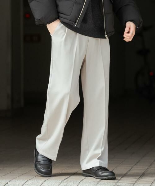 SENSE OF PLACE by URBAN RESEARCH / センスオブプレイス バイ アーバンリサーチ その他パンツ | ウールライクダブルタックワイドパンツ(ライトベージュ)