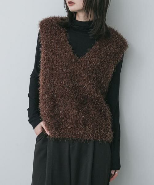 SENSE OF PLACE by URBAN RESEARCH / センスオブプレイス バイ アーバンリサーチ ベスト | モールフェザーニットベスト（ブラウン）