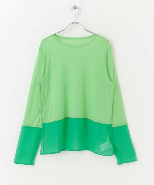 SENSE OF PLACE by URBAN RESEARCH / センスオブプレイス バイ アーバンリサーチ Tシャツ | シアーキリカエ長袖トップス | 詳細1