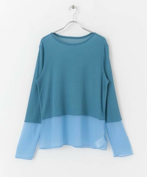 SENSE OF PLACE by URBAN RESEARCH / センスオブプレイス バイ アーバンリサーチ Tシャツ | シアーキリカエ長袖トップス | 詳細1