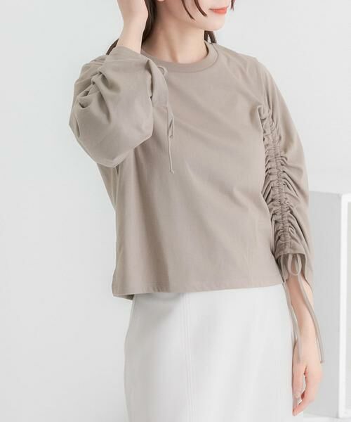 SENSE OF PLACE by URBAN RESEARCH/センスオブプレイス バイ アーバンリサーチ ギャザースリーブクロップドTシャツ モカ one SENSE OF PLACE by URBAN RESEARCH/センスオブプレイス バイ アーバンリサーチ ギャザースリーブクロップドTシャツ モカ one