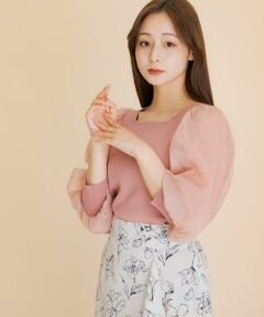 SENSE OF PLACE by URBAN RESEARCH / センスオブプレイス バイ アーバンリサーチ ニット・セーター | シアーボリュームスリーブセーター(5分袖)