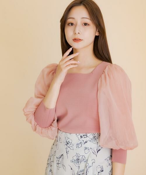 SENSE OF PLACE by URBAN RESEARCH / センスオブプレイス バイ アーバンリサーチ ニット・セーター | シアーボリュームスリーブセーター(5分袖) | 詳細2