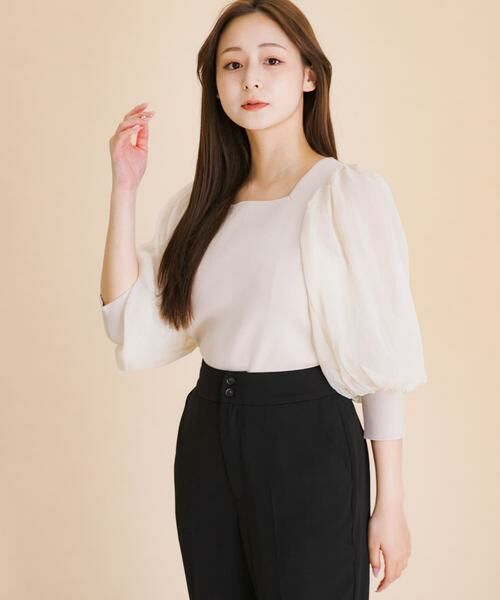 SENSE OF PLACE by URBAN RESEARCH / センスオブプレイス バイ アーバンリサーチ ニット・セーター | シアーボリュームスリーブセーター(5分袖) | 詳細18