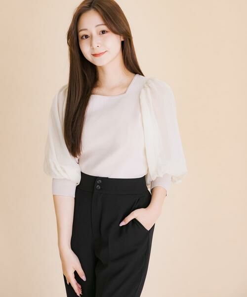 SENSE OF PLACE by URBAN RESEARCH / センスオブプレイス バイ アーバンリサーチ ニット・セーター | シアーボリュームスリーブセーター(5分袖) | 詳細19