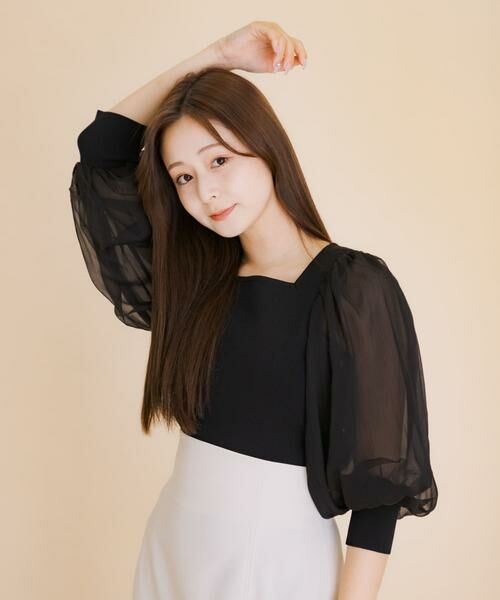 SENSE OF PLACE by URBAN RESEARCH / センスオブプレイス バイ アーバンリサーチ ニット・セーター | シアーボリュームスリーブセーター(5分袖) | 詳細26