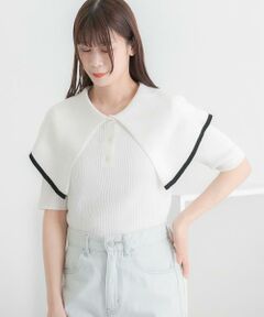 SENSE OF PLACE by URBAN RESEARCH / センスオブプレイス バイ アーバンリサーチ ニット・セーター | ラッフルカラーコンパクトセーター(5分袖)