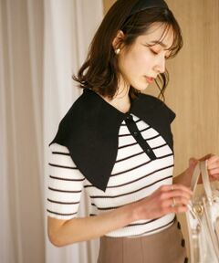 SENSE OF PLACE by URBAN RESEARCH / センスオブプレイス バイ アーバンリサーチ ニット・セーター | ラッフルカラーコンパクトセーター(5分袖)