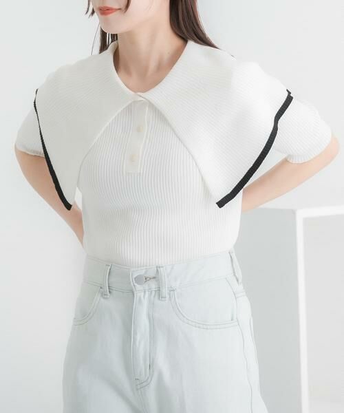 SENSE OF PLACE by URBAN RESEARCH / センスオブプレイス バイ アーバンリサーチ ニット・セーター | ラッフルカラーコンパクトセーター(5分袖) | 詳細7