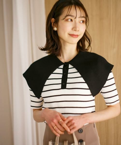 SENSE OF PLACE by URBAN RESEARCH / センスオブプレイス バイ アーバンリサーチ ニット・セーター | ラッフルカラーコンパクトセーター(5分袖) | 詳細15