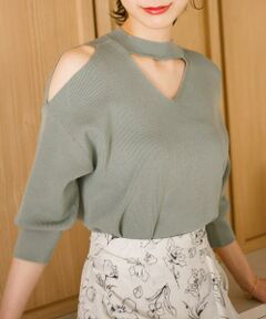 SENSE OF PLACE by URBAN RESEARCH / センスオブプレイス バイ アーバンリサーチ ニット・セーター | カットアウトハイネックセーター(5分袖)