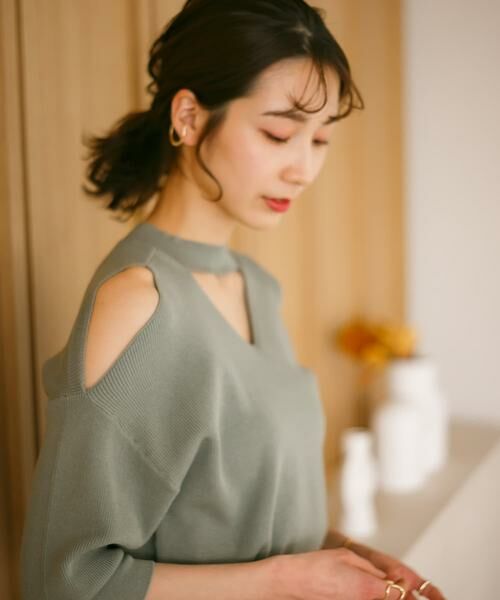 SENSE OF PLACE by URBAN RESEARCH / センスオブプレイス バイ アーバンリサーチ ニット・セーター | カットアウトハイネックセーター(5分袖) | 詳細1