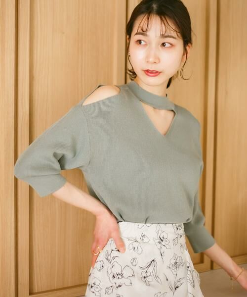 SENSE OF PLACE by URBAN RESEARCH / センスオブプレイス バイ アーバンリサーチ ニット・セーター | カットアウトハイネックセーター(5分袖) | 詳細2