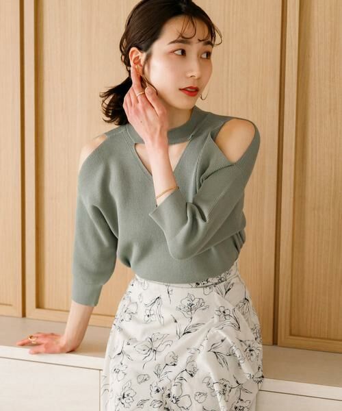 SENSE OF PLACE by URBAN RESEARCH / センスオブプレイス バイ アーバンリサーチ ニット・セーター | カットアウトハイネックセーター(5分袖) | 詳細3