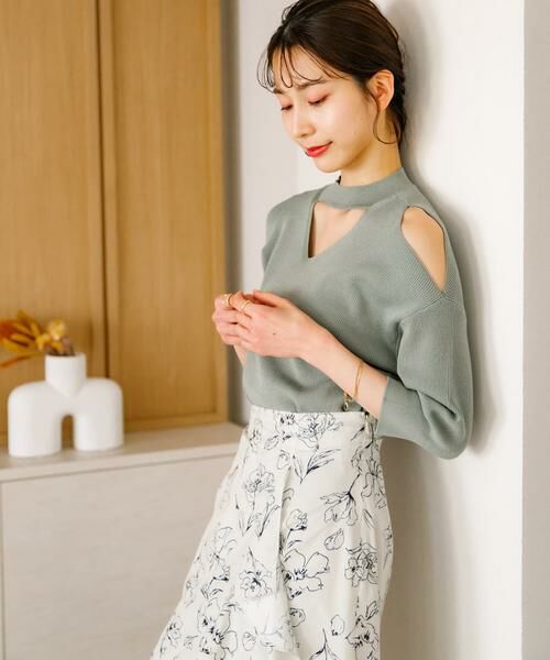 SENSE OF PLACE by URBAN RESEARCH / センスオブプレイス バイ アーバンリサーチ ニット・セーター | カットアウトハイネックセーター(5分袖) | 詳細5