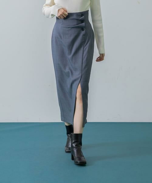 SENSE OF PLACE by URBAN RESEARCH / センスオブプレイス バイ アーバンリサーチ スカート | ボタンディテールスカート(グレー)