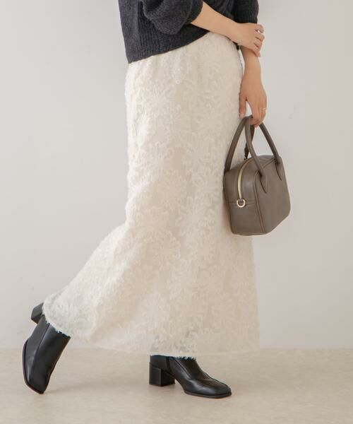 SENSE OF PLACE by URBAN RESEARCH / センスオブプレイス バイ アーバンリサーチ スカート | フラワージャガードストレートスカート(アイボリー)