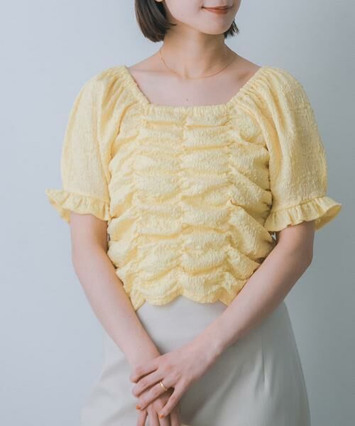 SENSE OF PLACE by URBAN RESEARCH/センスオブプレイス バイ アーバンリサーチ シャーリングスクエアトップ イエロー one SENSE OF PLACE by URBAN RESEARCH/センスオブプレイス バイ アーバンリサーチ シャーリングスクエアトップ イエロー one