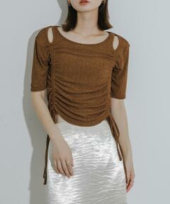 SENSE OF PLACE by URBAN RESEARCH / センスオブプレイス バイ アーバンリサーチ Tシャツ | カットアウトシャーリングトップ(5分袖)