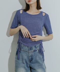 SENSE OF PLACE by URBAN RESEARCH / センスオブプレイス バイ アーバンリサーチ Tシャツ | カットアウトシャーリングトップ(5分袖)