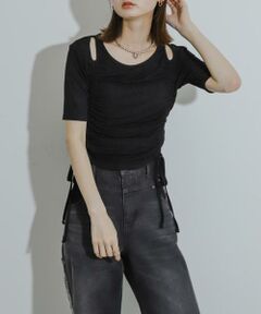 SENSE OF PLACE by URBAN RESEARCH / センスオブプレイス バイ アーバンリサーチ Tシャツ | カットアウトシャーリングトップ(5分袖)