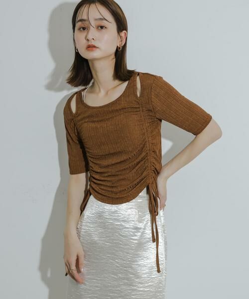 SENSE OF PLACE by URBAN RESEARCH / センスオブプレイス バイ アーバンリサーチ Tシャツ | カットアウトシャーリングトップ(5分袖) | 詳細3