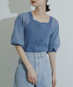 SENSE OF PLACE by URBAN RESEARCH / センスオブプレイス バイ アーバンリサーチ ニット・セーター | シアーボリュームスリーブセーター(5分袖)