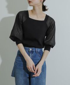 SENSE OF PLACE by URBAN RESEARCH / センスオブプレイス バイ アーバンリサーチ ニット・セーター | シアーボリュームスリーブセーター(5分袖)