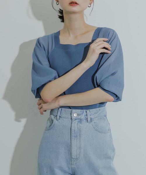 SENSE OF PLACE by URBAN RESEARCH / センスオブプレイス バイ アーバンリサーチ ニット・セーター | シアーボリュームスリーブセーター(5分袖) | 詳細14