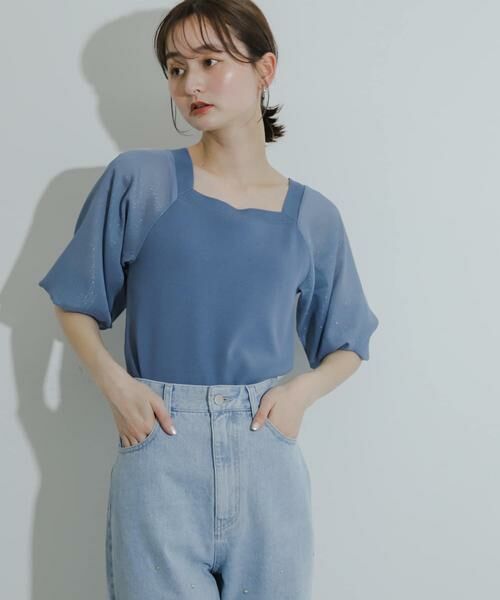 SENSE OF PLACE by URBAN RESEARCH / センスオブプレイス バイ アーバンリサーチ ニット・セーター | シアーボリュームスリーブセーター(5分袖) | 詳細15