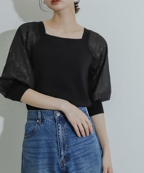 SENSE OF PLACE by URBAN RESEARCH / センスオブプレイス バイ アーバンリサーチ ニット・セーター | シアーボリュームスリーブセーター(5分袖) | 詳細21