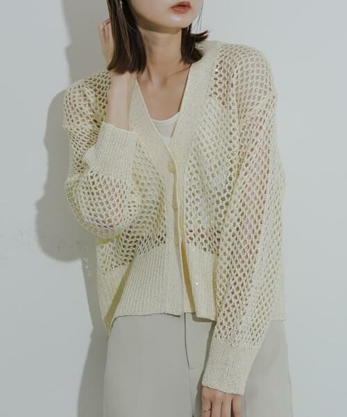 SENSE OF PLACE by URBAN RESEARCH / センスオブプレイス バイ アーバンリサーチ カーディガン・ボレロ | スパンコールメッシュカーディガン | 詳細10