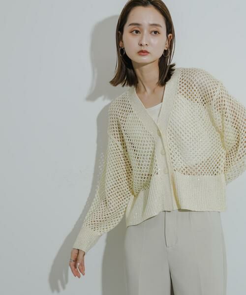 SENSE OF PLACE by URBAN RESEARCH / センスオブプレイス バイ アーバンリサーチ カーディガン・ボレロ | スパンコールメッシュカーディガン | 詳細11
