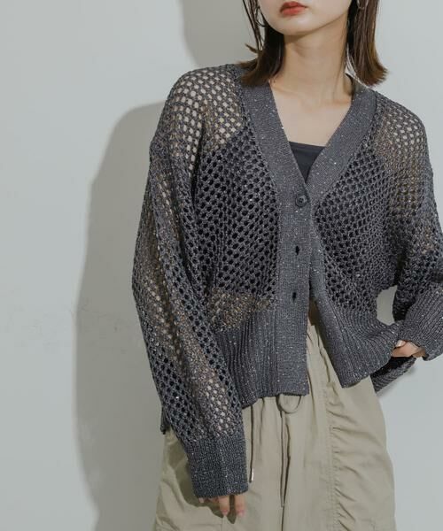 SENSE OF PLACE by URBAN RESEARCH / センスオブプレイス バイ アーバンリサーチ カーディガン・ボレロ | スパンコールメッシュカーディガン | 詳細17