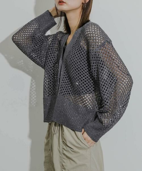 SENSE OF PLACE by URBAN RESEARCH / センスオブプレイス バイ アーバンリサーチ カーディガン・ボレロ | スパンコールメッシュカーディガン | 詳細18