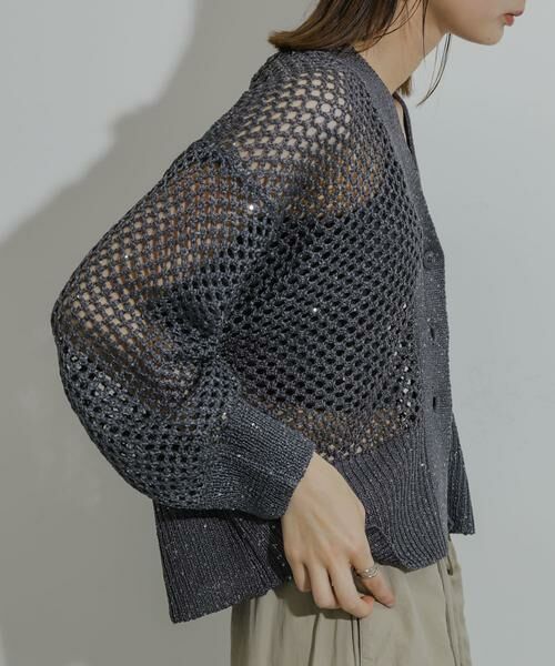 SENSE OF PLACE by URBAN RESEARCH / センスオブプレイス バイ アーバンリサーチ カーディガン・ボレロ | スパンコールメッシュカーディガン | 詳細20