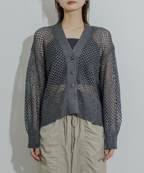 SENSE OF PLACE by URBAN RESEARCH / センスオブプレイス バイ アーバンリサーチ カーディガン・ボレロ | スパンコールメッシュカーディガン | 詳細23
