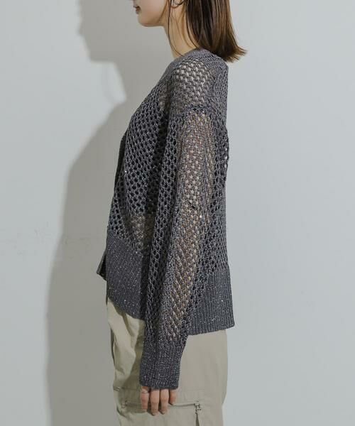 SENSE OF PLACE by URBAN RESEARCH / センスオブプレイス バイ アーバンリサーチ カーディガン・ボレロ | スパンコールメッシュカーディガン | 詳細24