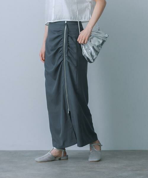 SENSE OF PLACE by URBAN RESEARCH / センスオブプレイス バイ アーバンリサーチ スカート | ジップデザインナロースカート(ネイビー)